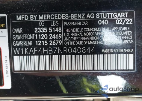 2022 Mercedes-Benz C 300 4Matic from USA, damaged, VIN W1KAF4HB7NR040844